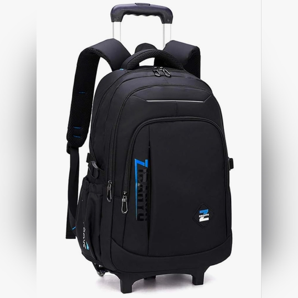VIDOSCLA Black Kids Teens Rolling Backpack Carry-on Luggage with Trolly